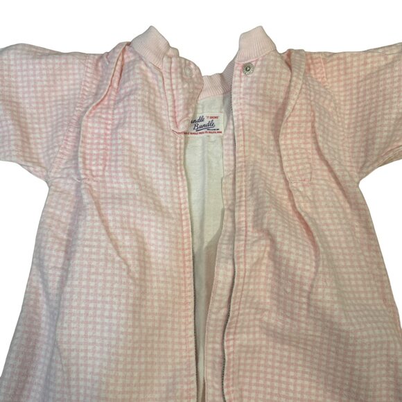 Vtg Trundle Bundle Infant Sleep Sack Gown Pink & White Checkered Size Newborn - Picture 5 of 5